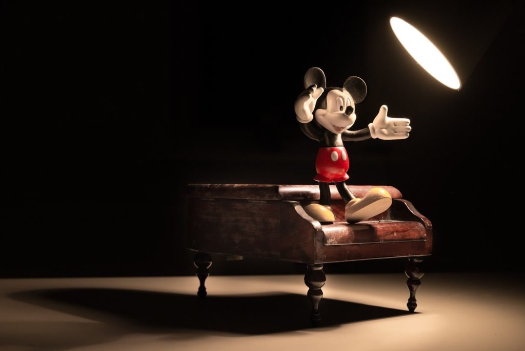 Mickey Mouse comanding the stage with his body language