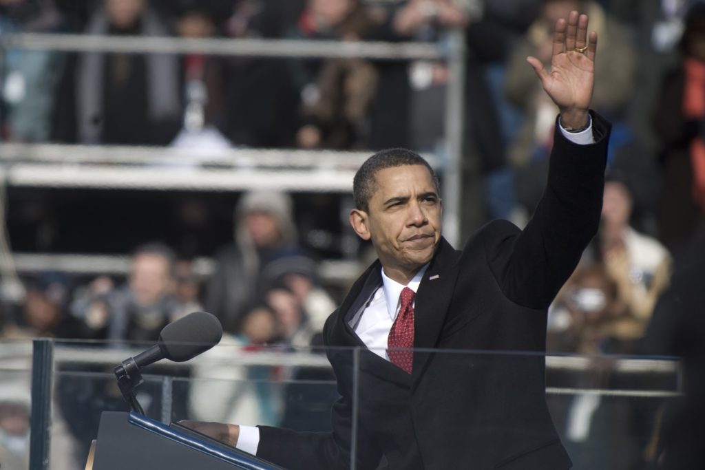 Obama using the rule of three in his inaugural speech