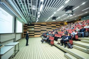 Speaker interacting with the audience