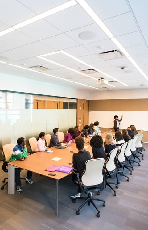 Audience interaction in a meeting.